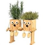 dobar&reg; Green Label Laura & Lisa Jardini&egrave;re de Table en Bois Massif avec Herbes aromatiques