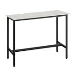 VASAGLE Table de Bar, Table Haute Fine, Table de Cuisine, Table de Salle à Manger, avec Cadre en Métal, 40 x 120 x 90 cm, Montage Facile, Style Industriel, Blanc Rustique et Noir d'encre LBT120B73