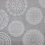 Kt KILOtela - Tissu Toile Imprimé, Confection Décoration Intérieure, Assises de Fauteuils, Rideaux, Coussins, 100 cm Longueur x 280 cm Largeur, Mandalas Tattoo, Gris - 1 Mètre