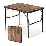 Naturehike Table de Camping Grande Table Pliante en MDF r&eacute;glable en Hauteur avec Sac de Transport pour Le Camping en Plein air, Le Jardin, Les Voyages, 90 &times; 60 &times; 37 cm - Grand r&eacute;tro