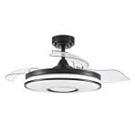 Zarivy Ventilateur CC 48 W 4800 lm noir 3 pales 6 vitesses 91D 3000-4000-6000 K &agrave; distance avec m&eacute;moire et minuteur pour utilisation &agrave; la maison ou au bureau.