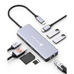 NOVOO Hub USB C vers Ethernet, 8 en 1 Adaptateur USB C vers HDMI 4K, 100W PD, USB C 3.0, USB A 3.0, SD/TF Multiport Dock pour MacBook Pro Air M2 M1 Surface iPad Galaxy HP