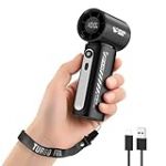 Smiling Shark TF-02 Ventilateur Turbo Portatif, 1-100 Vitesses R&eacute;glables Mini Ventilateur Portable &agrave; Main[12H Max] avec &Eacute;cran LED/Lani&egrave;re/Base, &Eacute;ventail 2-en-1 Main/Bureau pour l'ext&eacute;rieur Int&eacute;rieur