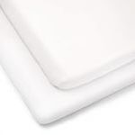 Clair de Lune Lot de 2 drap-housses pour landau/berceau en jersey de coton Blanc