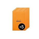 RHODIA 19000Cpack - Bloc-Notes Agrafé N°19 Orange - A4+ - 80 Feuilles Détachables - Papier Clairefontaine Uni Blanc 80 g/m² - Couverture en Carte Enduite - Paquet de 5 blocs