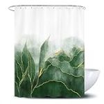 De-Mediocre D&M Rideau de Douche à Motif marbré Vert et doré, Moderne pour décoration Artistique de Salle de Bain, Lignes Vertes et dorées, Tissu Polyester imperméable, 183 x 183 cm