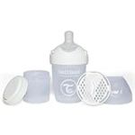 Twistshake Pro Double Biberon Anti-Coliques avec Récipient à Lait en Poudre - 180 ml | Mamelon en Silicone à Débit Lent | Biberon de Lait pour Bébé sans BPA | Convient aux Nouveau-Nés (0+) | Blanc