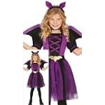 FIESTAS GUIRCA D&eacute;guisement Fille Chauve-Souris Violet - Costume Fille Chauve-Souris avec Serre t&ecirc;te Chauve-Souris, Robe Tutu et Ailes - Costumes Halloween Filles de 7 &agrave; 9 Ans