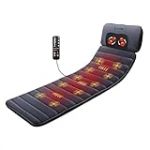 Comfier Tapis de Massage Chauffant, Matelas de Massage complet du Corps avec oreiller de Massage Shiatsu D&eacute;tachable pour le cou, 10 moteurs Vibrants, 4 coussin Chauffant, pour dos&&eacute;paules