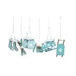 HEITMANN DECO Décoration de Sapin de Noël, Naturel, Bleu, Blanc, Environ 4-6,5 cm