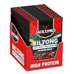 Jack Link's Biltong Original – Lot de 12 (12 x 40 g) – Friandises à base de viande sans gluten – Viande sèche riche en protéines – Arôme légèrement fumé – Parfait pour les voyages ou le sport