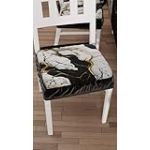 PETTI Artigiani Italiani - Lot de 2 Coussins de chaises de Cuisine, Effet marbre Noir et Blanc, 40 x 40 cm, Housses de chaises carrées avec élastique pour Salle à Manger en Microfibre, 100% fabriqué