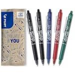 PILOT - Lot de 5 Frixion Ball Clicker - Stylo rétractable effaçable à encre thermosensible - Stylo roller rechargeable et ergonomique - 2 Noirs, 1 Bleu, 1 Rouge, 1 Vert - Pointe moyenne