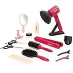 Colorbaby Beauty Coiffure Jouet fille, Deluxe, Brosse cheveux sèche-cheveux, fer à repasser lumière et son, fonctions réalistes, 17 pièces, jouets filles, jeu de beauté pour enfants, à partir de 3 ans