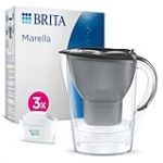BRITA Carafe Filtrante Marella Graphite (2,4l) incl 3 cartouches filtrantes eau robinet MAXTRA PRO All-in-1 r&eacute;duit PFAS,calcaire, chlore, certaines impuret&eacute;s et m&eacute;taux indicateur temporel
