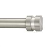 Tringle à rideaux réglable en nickel mat de 40,6 à 218,4 cm de long, 2,5 cm de diamètre avec embouts en aluminium pour fenêtres, portes, rideaux