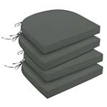 downluxe Lot de 4 Coussins de Chaise d'ext&eacute;rieur imperm&eacute;ables en Mousse &agrave; m&eacute;moire de Forme avec Attaches pour Jardin et terrasse - 43,2 x 40,6 x 5,1 cm - Gris fonc&eacute;