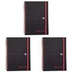 Oxford Black n' Red Cahier à Spirale 14,8x21 cm 140 Pages Lignées A5 Noir (Lot de 3)