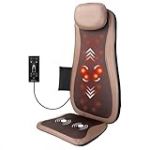 Nevvue Massage Dos avec Chauffage, Siege Massant avec Chaleur, Fauteuil Massant avec Vibration, Masseur Dos aver Timer, Appareil de Massager 3 Intensit&eacute;, Coussin Massage pour Hommes, Femmes