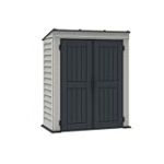 Duramax YardMate Pent Roof PLUS 5 x 3 (1.57 m²) Abri de jardin en plastique avec plancher en plastique robuste, structure de toit en métal robuste, ignifuge et sans entretien, Gris foncé/ Adobe