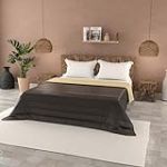 Italian Bed Linen Couette d'été en Microfibre Couleur Unie, Basic, Marron/Crème, 250x240cm
