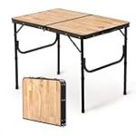 Naturehike Table de Camping Pliante - Grande Table en MDF R├ęglable en Hauteur avec Sac de Transport pour Le Camping, Le Jardin, Les Voyages, 90 x 60 x 37 cm - Grand Bois