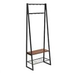 Amazon Basics Porte-manteau &agrave; 9 crochets avec banc &agrave; chaussures et rangement &agrave; 2 niveaux, Noir, 65 x 33 x 170.1 cm