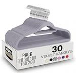 Utopia Home - Cintres en Velours de Haute qualité - Antidérapants, durables avec Barre de Cravate - Cintres Peu encombrants pour Chemises, Vestes et Robes (Gris, Lot de 30)