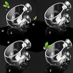capetsma Lot de 4 Pots de Fleurs en Verre Cristal pour Aquarium, crevettes Rouges, Plantes vivantes avec 4 ventouses pour d&eacute;coration d'aquarium