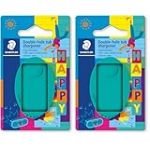 Staedtler Taille-Crayon Double Avec Conteneur &agrave; D&eacute;chets Pour Crayons de Couleur &Eacute;pais et Fins - Pliable, Amovible, Bo&icirc;te Aux Couleurs Assorties (Lot de 2)