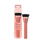 Real Techniques Pinceau à maquillage Snatch + Sculpt Contour, pour contour liquide et crème bronzante, dessus plat et tête ovale pour mélanger et polir, poils synthétiques denses,1 unité