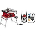 Einhell Scie circulaire sur table TE-TS 250 UF (puissance maximale de 2 000 W, fonction trolley, démarrage progressif, butée parallèle et butée d’angle) + aspirateur synchro 20L TC-VC 1820 SA