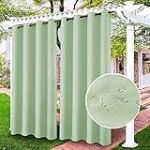 LiveGo Lot de 2 Rideaux d'ext&eacute;rieur occultants, imperm&eacute;ables et Thermiques pour terrasse, Jardin, Porche, pergola, Cour, Baie vitr&eacute;e, tonnelle - Vert 01, 132 x 274 cm (l x L)