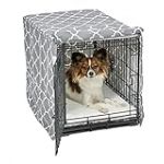 New World BCVR-24GYT Housse de caisse pour chien avec tissu protecteur en téflon, housse de caisse pour chien compatible avec les caisses New World et Midwest de 60,96 cm, motif design gris clair