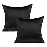 VAKADO Housse de Coussin en Velours Noir 40x40cm Super Doux Carré Décoratif Taie d’Oreiller pour Chambre Salon Canapé Lit Chaise Voiture Ensemble de 2