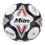 Mitre Delta, solidité Durable, précision Accrue et Performances constantes Ballon De Foot pour Mixte Adulte, Blanc/Noir/Rouge Bib, 4