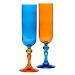 Krosno &ndash; Fl&ucirc;tes &agrave; champagne et prosecco color&eacute;es &ndash; 2 x 220 ml &ndash; Collection Bubble &ndash; Orange-Bleu &ndash; Cristal sans plomb &ndash; Peintes &agrave; la main