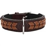 HUNTER EL Paso Collier pour Chien en Cuir Souple tress&eacute; 60 (M-L) Marron fonc&eacute;/Noir