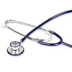 Gima - Stéthoscope tête double traditionnel en aluminium, léger, avec lyre en laiton et bague anti-froid, tubulure en Y bleue, 32567