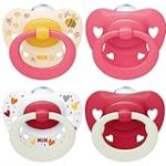 NUK Signature Day & Night Tetine pour b&eacute;b&eacute; | 6-18 mois | Apaise 95 % des b&eacute;b&eacute;s | Sucettes en silicone sans BPA, en forme de c&oelig;ur | Brille dans le noir | C&oelig;urs | Lot de 4