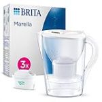BRITA Carafe Filtrante Marella Blanche (2,4l) incl 3 cartouches filtrantes eau robinet MAXTRA PRO All-in-1 réduit PFAS,calcaire, chlore, certaines impuretés et métaux indicateur temporel éco-emballage