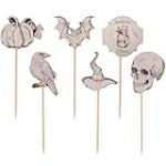 Folat 23893 Halloween Décoration-Pics-Creepy Curiosities-6 pièces, Blanc