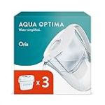 Aqua Optima Oria Carafe Filtrante et 3 Cartouches Filtrantes Evolve+ 30 Jours, Capacit&eacute; 2,8 litres, Pour la R&eacute;duction des Microplastiques, du Chlore, du Calcaire et des Impuret&eacute;s, Blanc