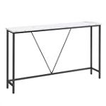 VASAGLE Table Console, Table d’Entrée, Bout de Canapé Fin pour Salon, Table de Couloir, Montage Facile, Blanc Marbré et Noir d'encre LNT020W01