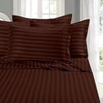 Elegant Comfort Parure de lit 4 pièces, Douce et Confortable, en Microfibre de qualité hôtelière, 600 Fils/cm², Infroissable, pour lit Double XL, Rayures damassées, Marron Chocolat