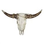 Casablanca - Objet mural "Buffle" - Poly - blanc-marron - Hauteur 24cm - Largeur 38cm - D&eacute;coration murale