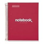 Miquelrius - Cahier A5 Carnet de Notes Emotions, 120 Feuilles 90 g/m², Rayure horizontale de 7 mm, 5 Bandes de couleur, Spirale microperforée, Couverture extra-dure, 2 Trous, Couleur Rouge