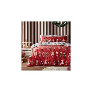 Fusion - Housse de Couette Casse-Noisette & Ballerine - 200 x 200 cm - Couleurs Réversibles - 2X Taies d'oreiller - Housse de Couette Casse-Noisette Solider & Danseuse de Ballet - Literie de Noël