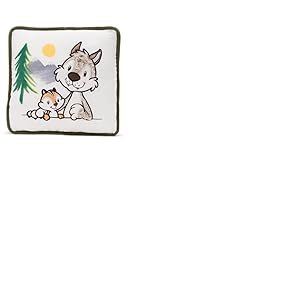 NICI Forest Friends Coussin Enfant Loup Winny & Écureuil rayé JoJo 25x25 cm - Petit Coussin Moelleux, pour Filles, garçons & Adultes - 49955