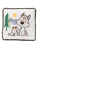 NICI 49955 Coussin JoJo Loup Winny & Écureuil JoJo 25 x 25 cm Blanc Coussin en Peluche pour garçons, Filles, bébés et Amateurs de Peluches – Idéal pour la Maison, la Maternelle ou Les déplacements